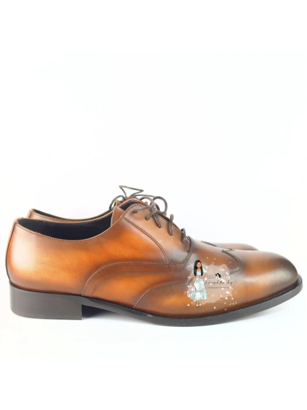 Bloomingdale Dylan Gray Men Fresco Wing Tip Lace Cognac Oxfords 11.5 US- 0105